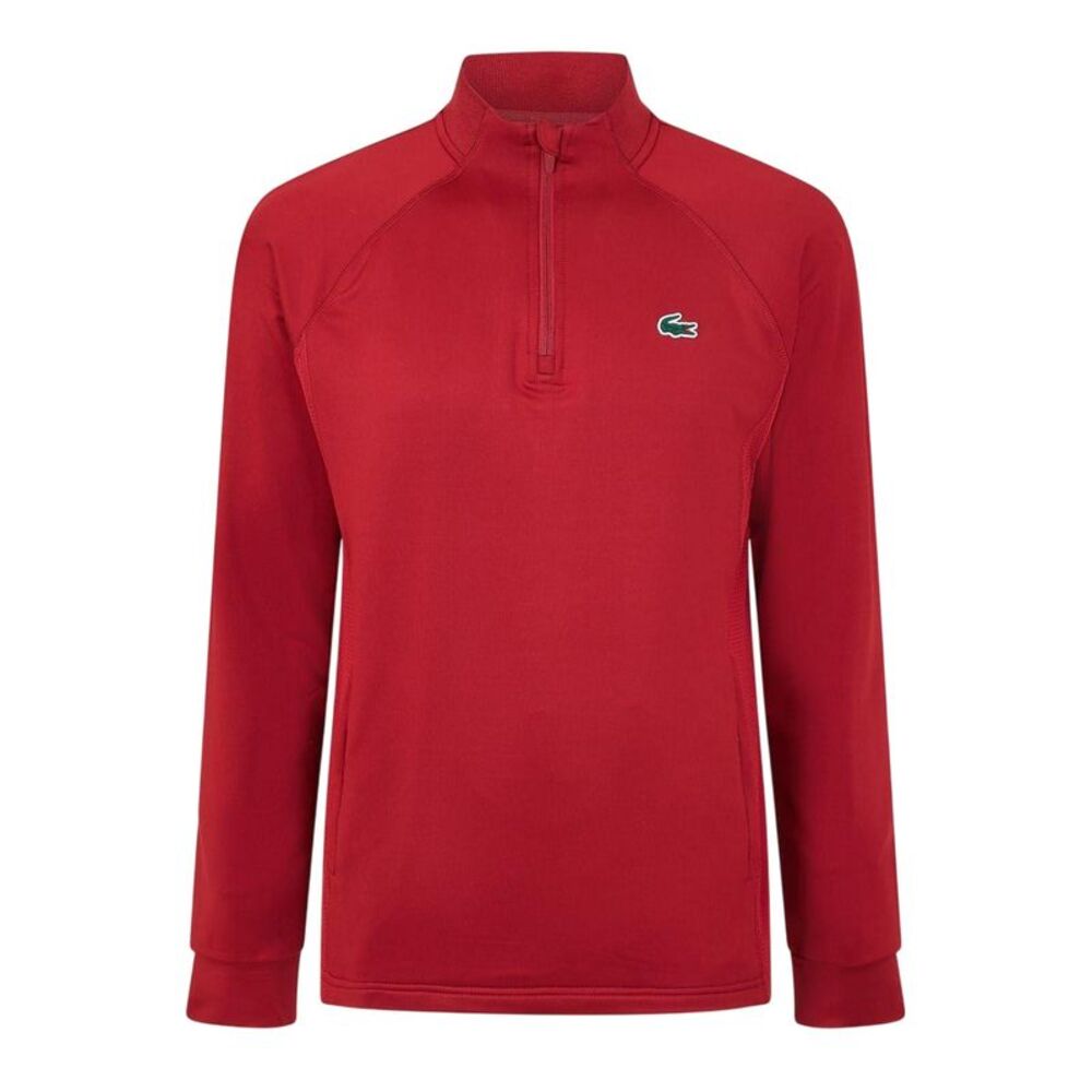 Lacoste Mens Embroidered Logo Quarter Zip Regular Running Track Top / Orange